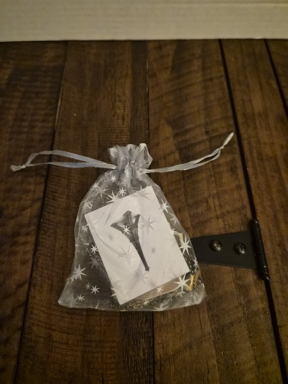 Silver Star Organza Gift Bag with Drawstring